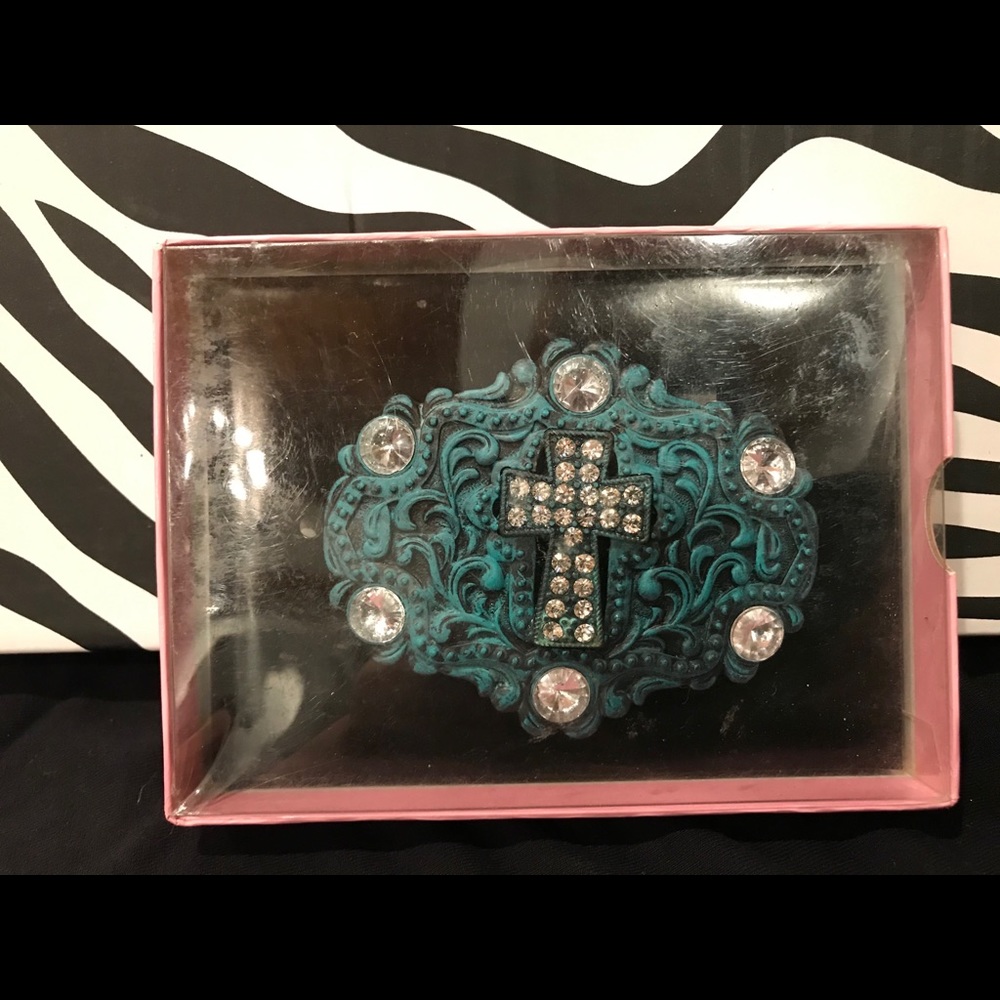 NOCONA Belt Co. Buckle in box Turquoise & Rhinestone NWT